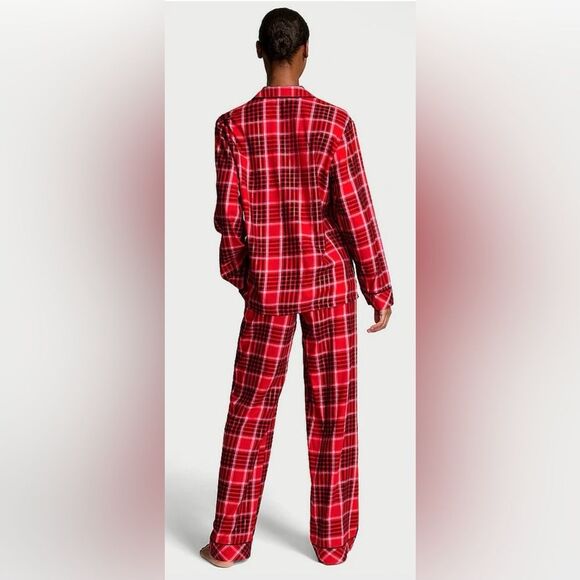 Victoria Secret Flannel‎ Long Pajama Set Lipstick Lovely Plaid Small NWT - Picture 3 of 7